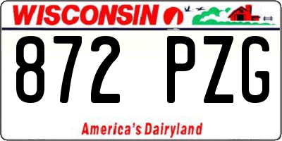 WI license plate 872PZG