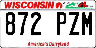 WI license plate 872PZM