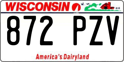 WI license plate 872PZV