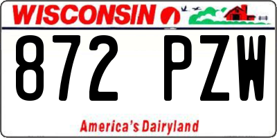 WI license plate 872PZW
