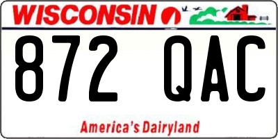 WI license plate 872QAC