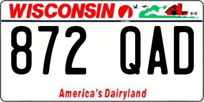 WI license plate 872QAD