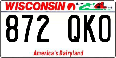 WI license plate 872QKO