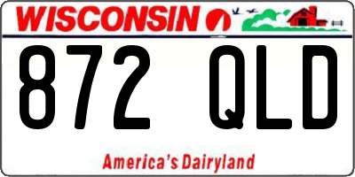 WI license plate 872QLD