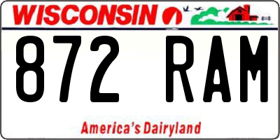 WI license plate 872RAM
