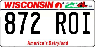 WI license plate 872ROI