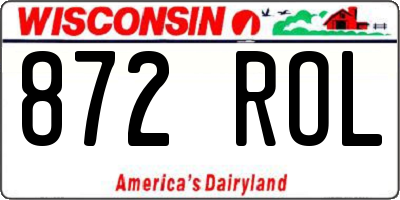 WI license plate 872ROL