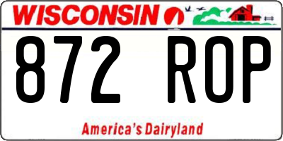 WI license plate 872ROP
