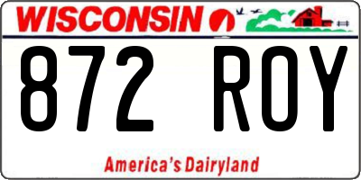 WI license plate 872ROY