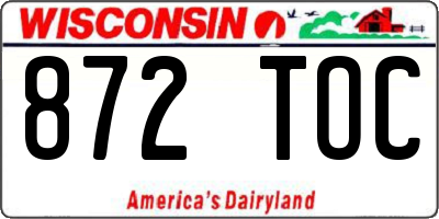 WI license plate 872TOC