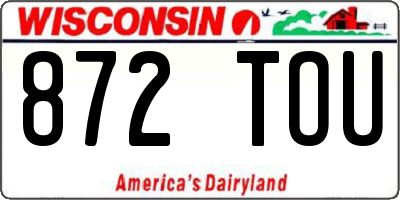 WI license plate 872TOU