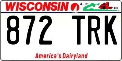 WI license plate 872TRK