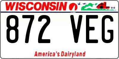 WI license plate 872VEG