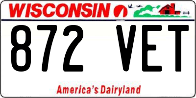 WI license plate 872VET