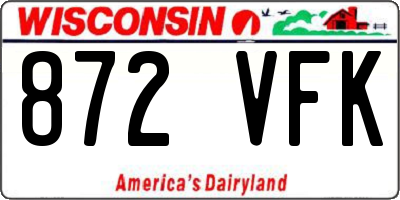 WI license plate 872VFK