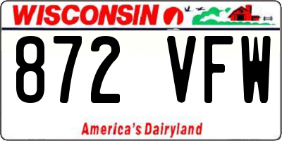 WI license plate 872VFW