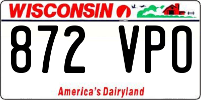 WI license plate 872VPO