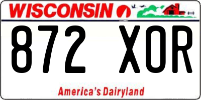 WI license plate 872XOR