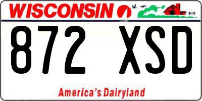 WI license plate 872XSD