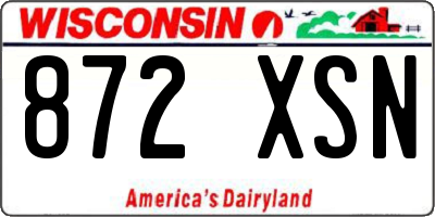 WI license plate 872XSN