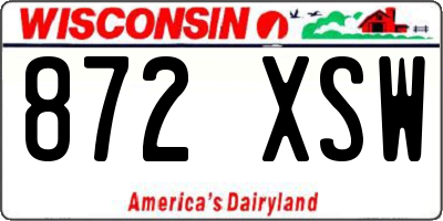 WI license plate 872XSW