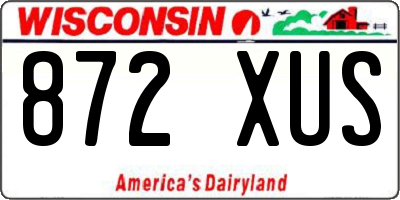 WI license plate 872XUS