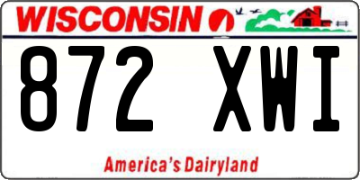 WI license plate 872XWI