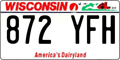 WI license plate 872YFH