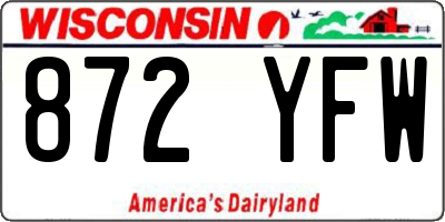 WI license plate 872YFW