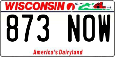 WI license plate 873NOW
