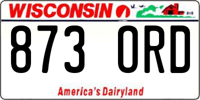 WI license plate 873ORD