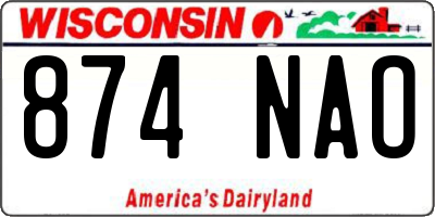 WI license plate 874NAO