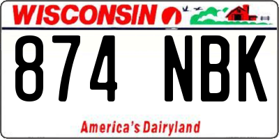 WI license plate 874NBK