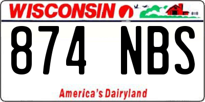 WI license plate 874NBS