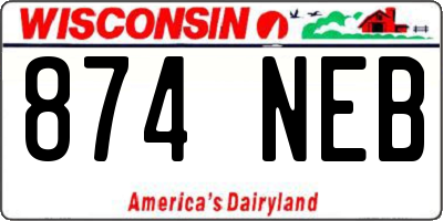 WI license plate 874NEB