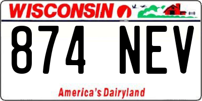 WI license plate 874NEV