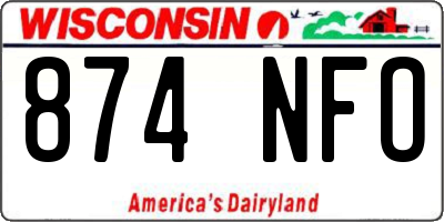 WI license plate 874NFO