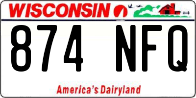 WI license plate 874NFQ