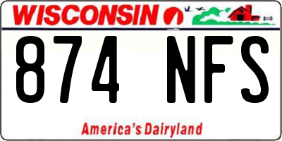 WI license plate 874NFS