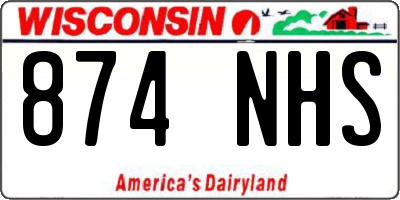 WI license plate 874NHS