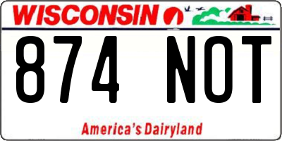 WI license plate 874NOT
