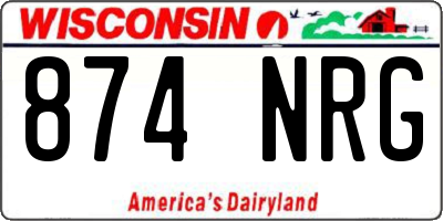 WI license plate 874NRG