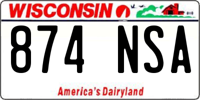 WI license plate 874NSA
