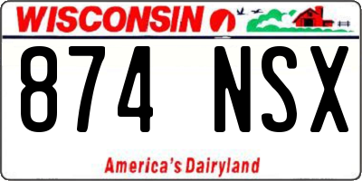 WI license plate 874NSX