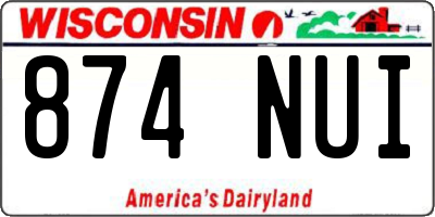 WI license plate 874NUI