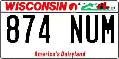 WI license plate 874NUM