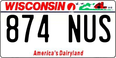 WI license plate 874NUS