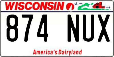 WI license plate 874NUX