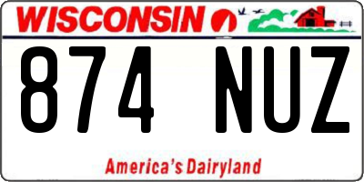 WI license plate 874NUZ