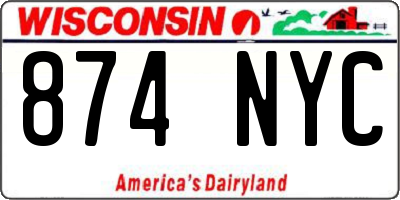 WI license plate 874NYC